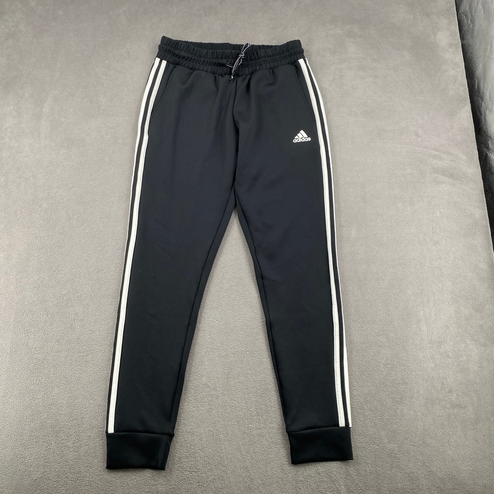 Adidas Aeroready Black White Stripe Track Pants Joggers Mens Small